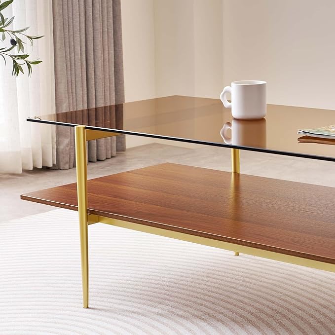 Extra Large Rectangle Glass Coffee Table, Mid-Century Modern Design - Image 7