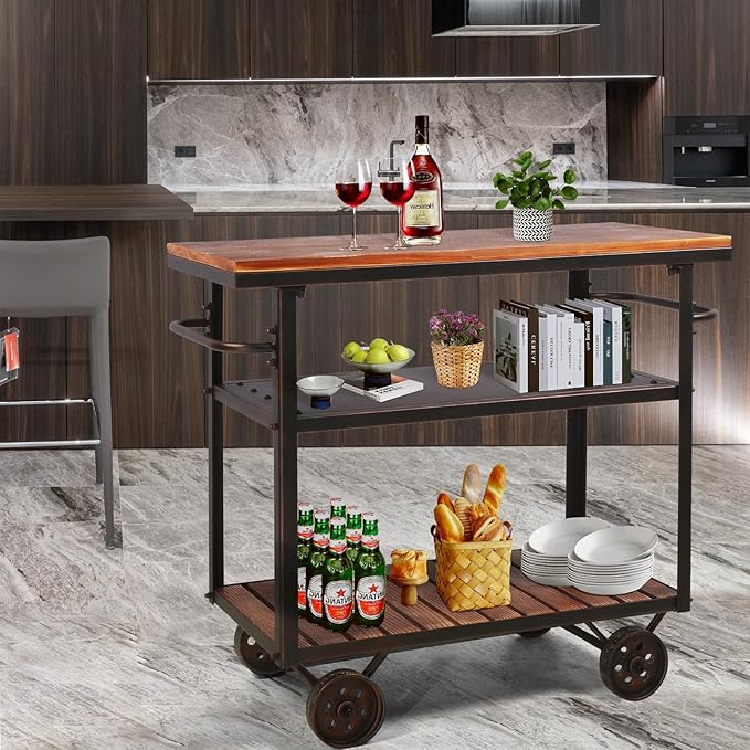 Farmhouse Mobile Cart with Wheels - Image 5