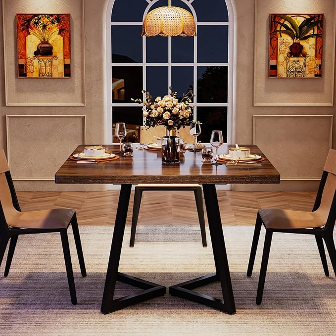 Tribesigns Square Dining Table for 4, 31.5" Industrial Dinner Table - Image 6