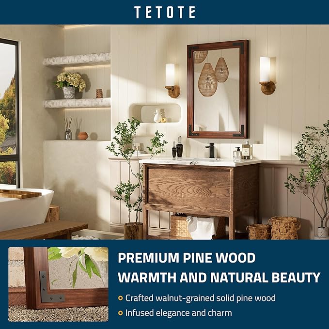 TETOTE 18 x 26 Walnut Wood Mirror - Image 2