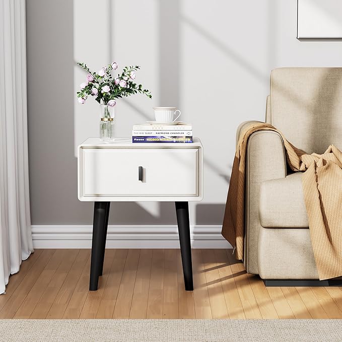 VICITON Nightstand, Fully Assembled Bedside Cabinet Mid Century Night Stand - Image 7