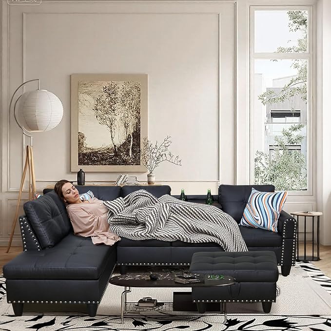 L Shaped Sectional Couch with Cup Holders, Apartments - Image 4