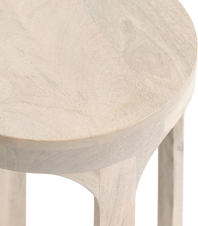 Kate and Laurel Dahl Wooden Round Drink Table; 12 x 23; Whitewash; Transitional - Image 6
