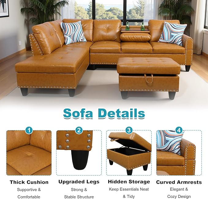 97.5" Oversized Sectional Couch, L Shaped Couch - Image 4