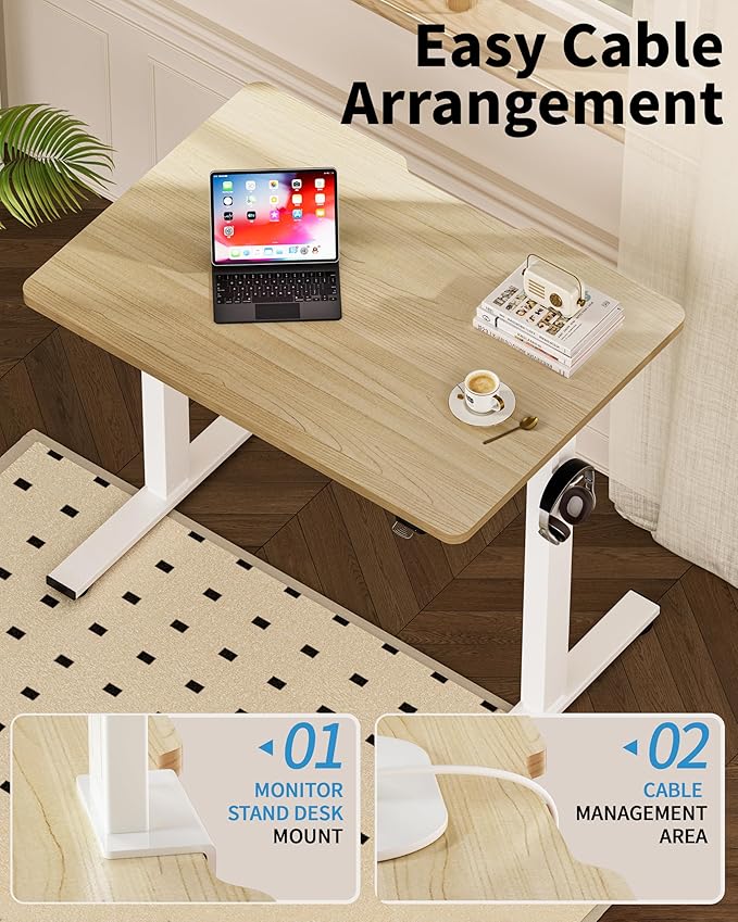 Okin Small Electric Standing Desk, Oak Sit to Stand Computer Workstation - Image 9