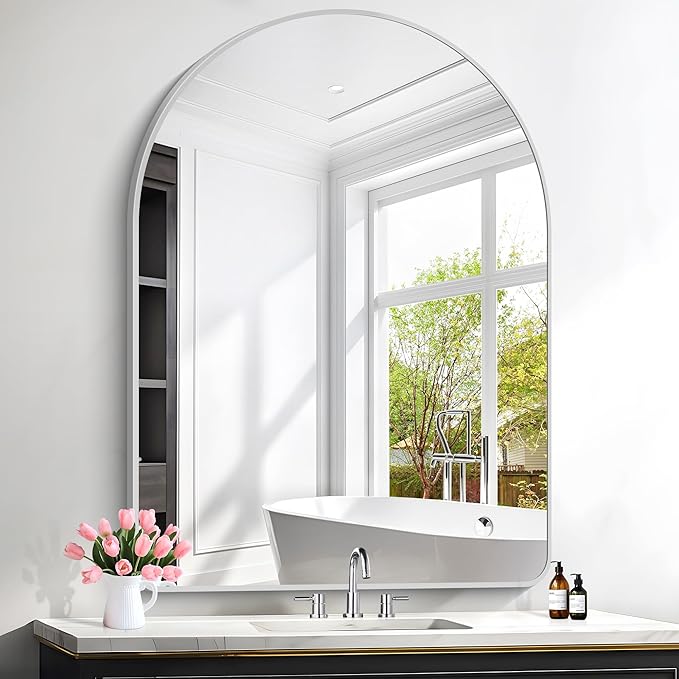 FORBATH Large Arched Wall Mirror 48x36 Inch, Arched Mirror by FORBATH