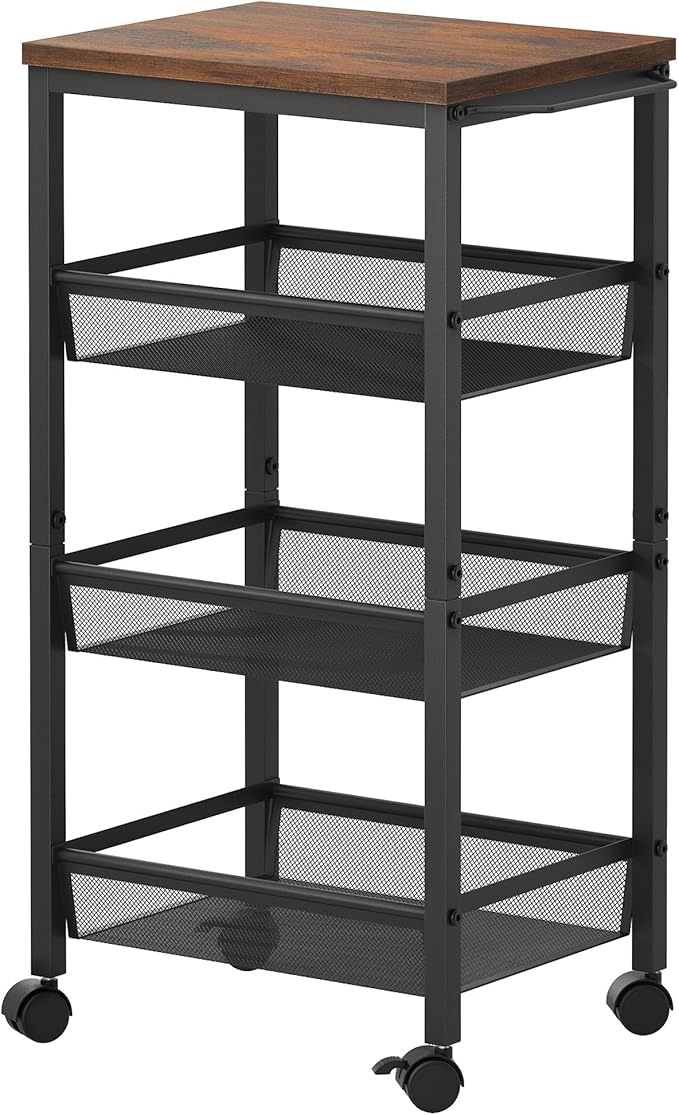Hoctieon Rolling Storage Cart, 4-Tier Wide Panel Kitchen Storage Cart, Utility - Image 8