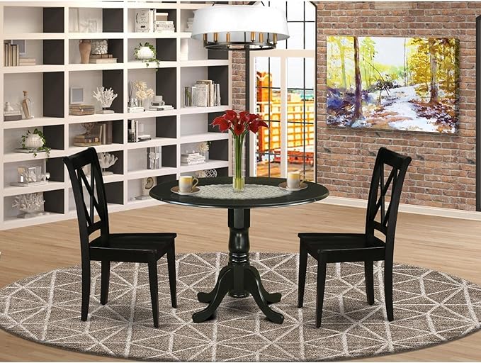 East West Furniture DLCL3-BLK-W 3 Piece Kitchen Table Set - Image 6