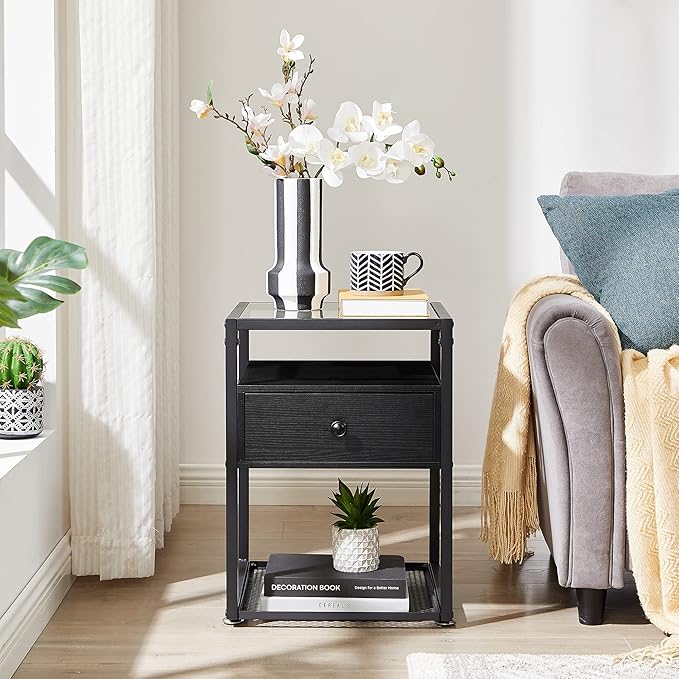 VECELO End Table, Modern Nightstand - Image 4