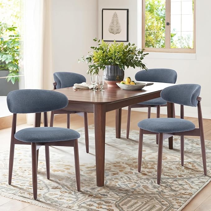 COLAMY Wooden Dining Chairs Set of 2, Modern Fabric Upholstered Dining Room - Image 3
