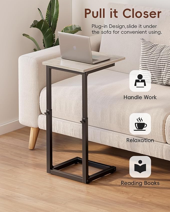 Vagusicc C Shaped End Table, Sofa Table That Slide Under, C Table End Table TV - Image 7