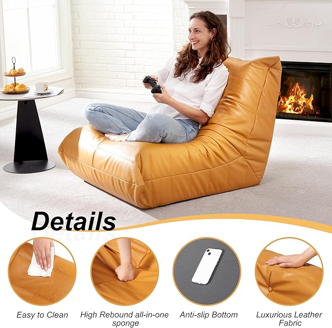Hobestluk Giant Bean Bag Chair Lazy Floor Sofa, Memory Foam Fireside Sofa - Image 6