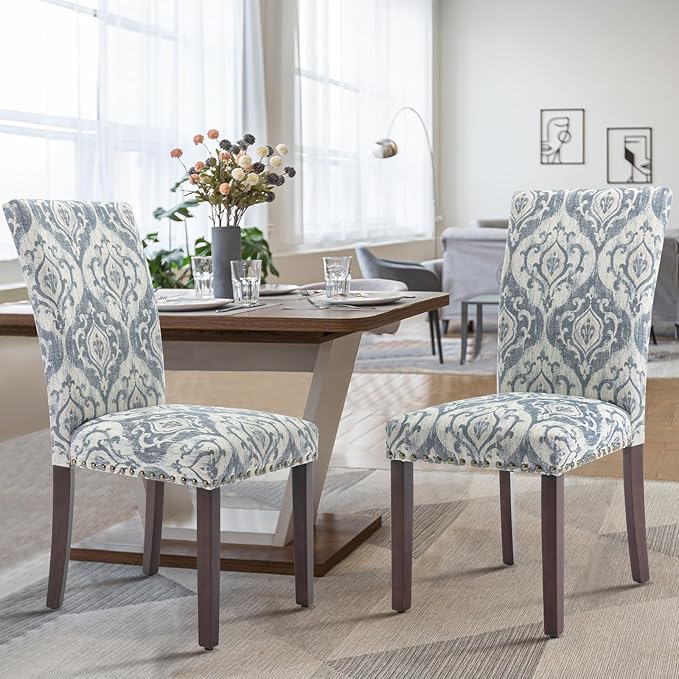 COLAMY Upholstered Parsons Dining Chairs Set of 4, Fabric Dining Room Kitchen - Image 3