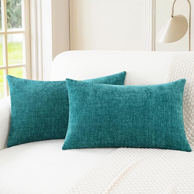 CaliTime Throw Pillow Covers Decorative 16 X 26 Inches Pack of 2 Cozy Chenille by CaliTime