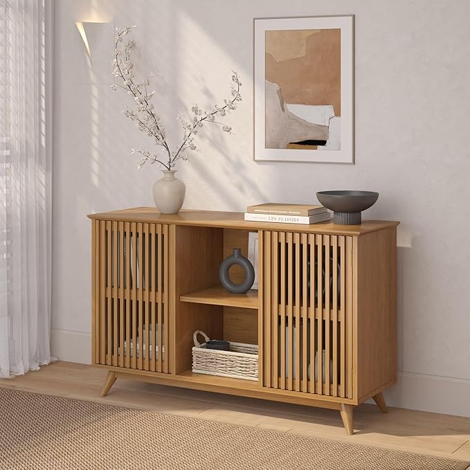 Plank+Beam Mid-Century Modern Wood TV Stand, Solid Wood Entertainment Console by PlankBeam