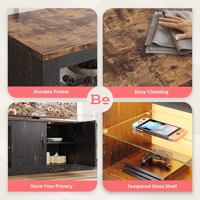 Bestier 70 Inch Led TV Stand for 75 Inch TV Large Entertainment Center Gaming - Image 6