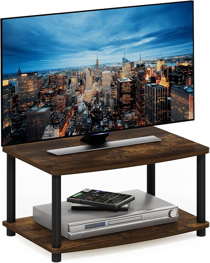 Furinno Turn-N-Tube 2-Tier TV Riser, Small Elevated No Tools TV Stand by Furinno-FitsYourSpaceFitsYourBudget