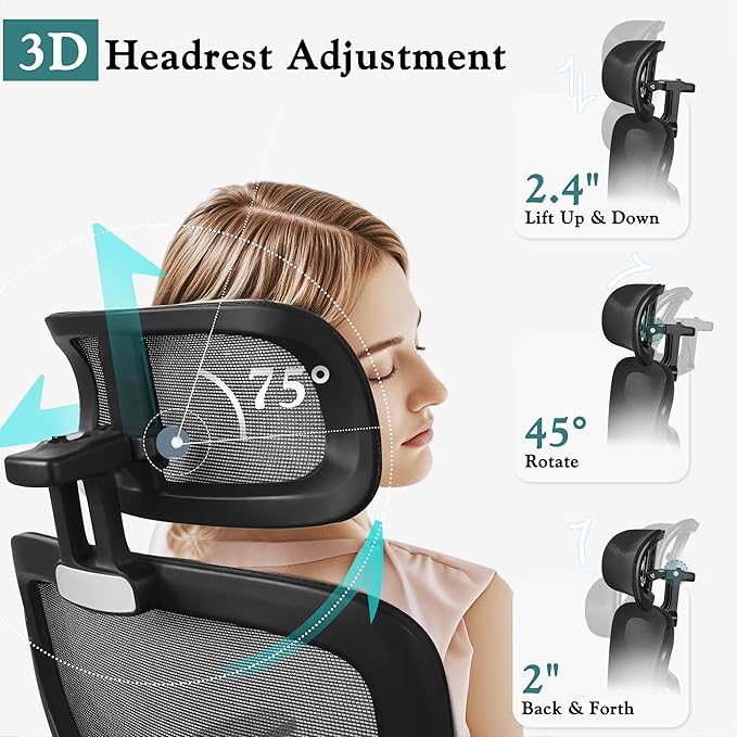 VECELO High Back Ergonomic Office Chair, Big and Tall Mesh Desk Chair - Image 5