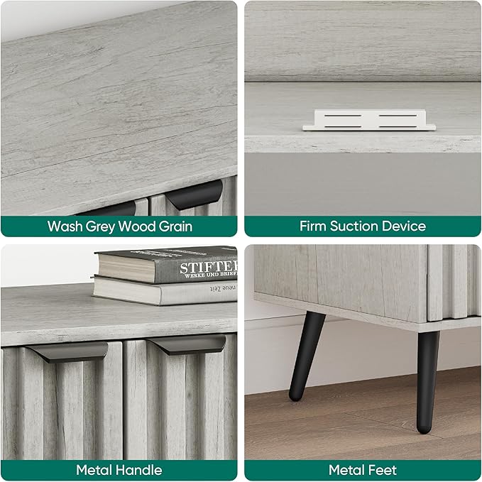 Smuxee Freestanding Fluted Sideboard, Adjustable Shelf - Image 5