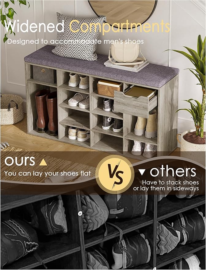 DINZI LVJ Shoe Bench, Entryway Storage Bench - Image 9