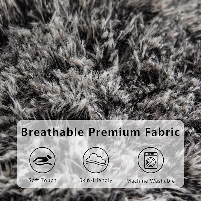 BYBYME Giant Bean Bag Chair, Faux Fur Bean Bag Couch - Image 6