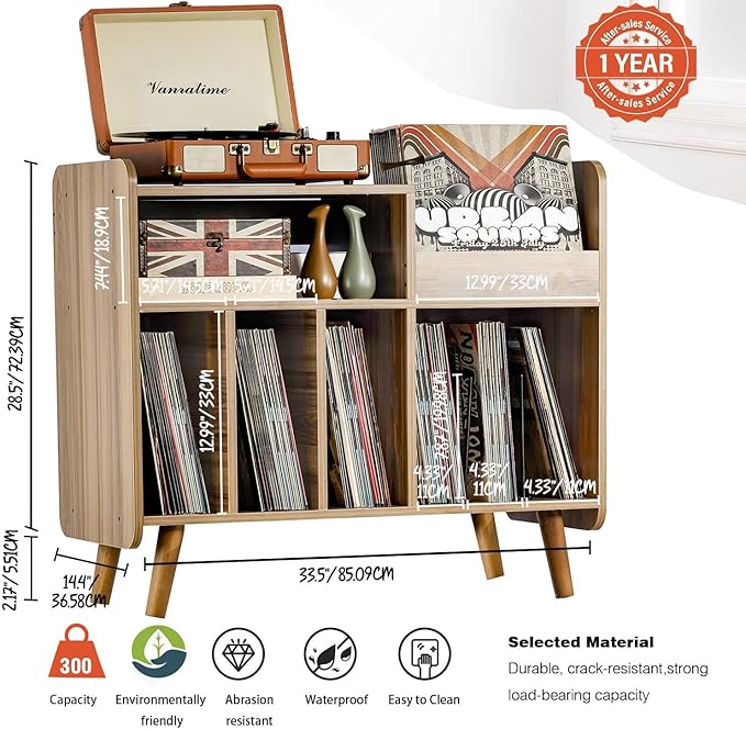 Record Player Stand, Large Record Player Table Cabinet - Image 3