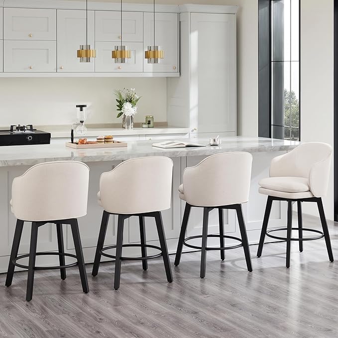 Counter Height Barstools 26 inch Upholstered Swivel Bar Stools - Image 8