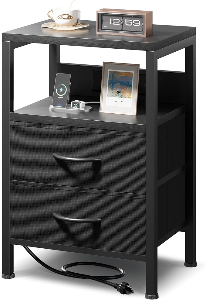 NightStand Bedside Charging Table Bedroom by Lazzanto