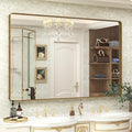60x40 Gold Bathroom Mirror, Brushed Metal Frame Gold Vanity Mirror, Large by CHARMOR