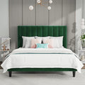 SHA CERLIN Queen Bed Frame/Velvet Upholstered Platform Bed Frame by SHACERLIN