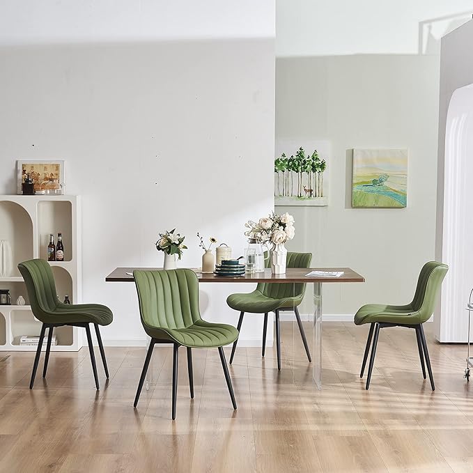 YOUNUOKE Green Dining Chairs Set of 2 Mid-Century Modern Kitchen Dining Room - Image 7