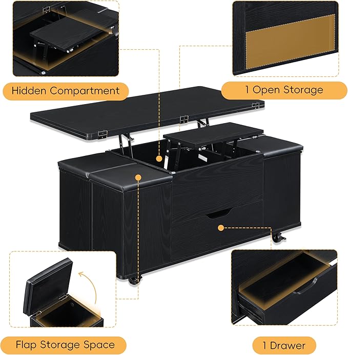 Merax Multi-Functional Lift-Top Coffee Table - Image 4