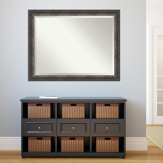 Amanti Art Brown Wall Mirror 35x45 Bark Rustic Char Rectangle Bathroom Mirror - Image 6