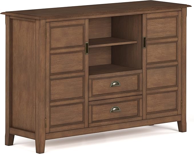 SIMPLIHOME Burlington SOLID WOOD 54 Inch Wide Transitional TV Media Stand in by SimpliHome