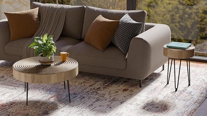 Relso Aspen Round Nesting Coffee Table Set of 2 – Solid Wood Nesting Tables - Image 8