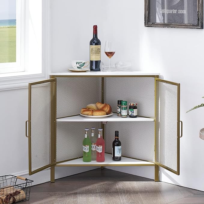 VECELO Corner Cabinet/Table, 3-Tier Shelves - Image 2