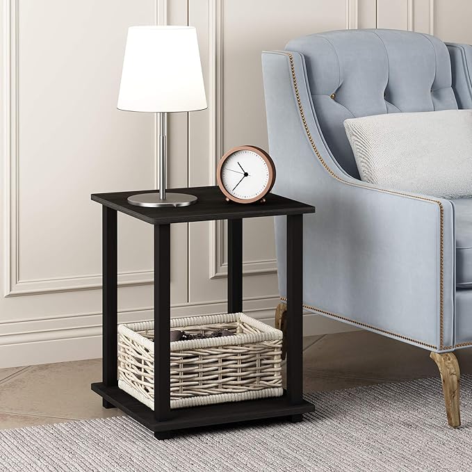 Furinno Simplistic Set of 2 End Table, Dark Walnut - Image 2