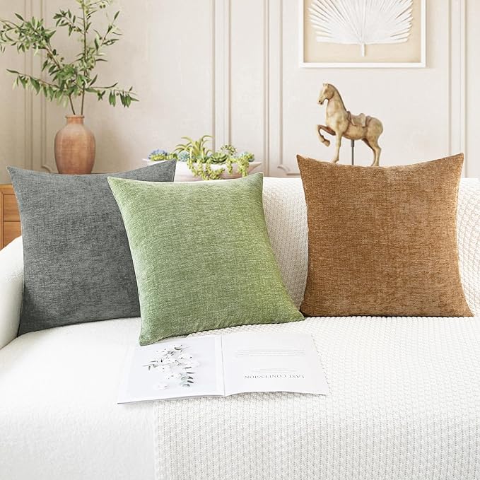 CaliTime Throw Pillow Covers Decorative 18 X 18 Inches Pack of 2 Cozy Chenille - Image 5