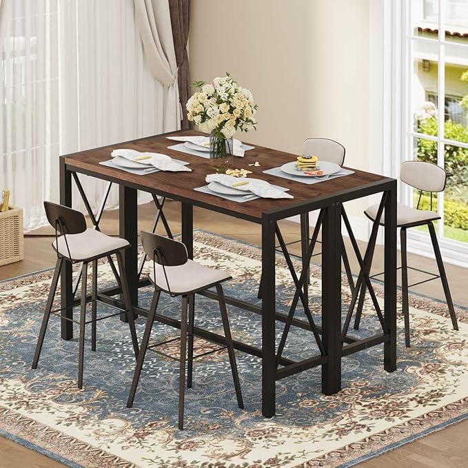BON AUGURE Bar Table, 55 in Counter Height Pub Tables, Rectangular Tall Behind - Image 9
