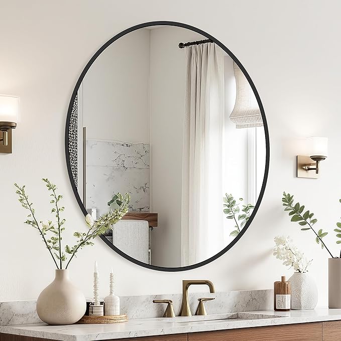 22 Inch Black Round Circle Mirror - Image 3