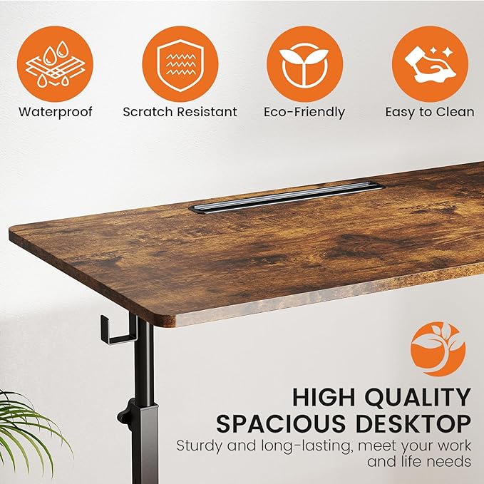 Hadulcet Small Standing Desk Adjustable Height, Rolling Desk - Image 8
