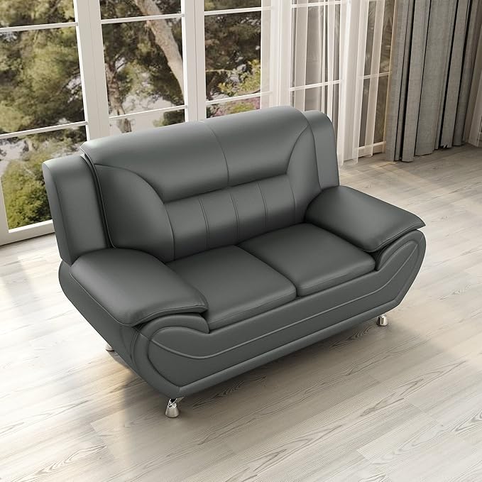 Container Furniture Direct Michael Modern Faux Leather Upholstered Stainless - Image 12