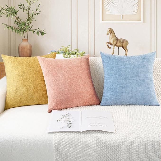 CaliTime Throw Pillow Covers Decorative 18 X 18 Inches Pack of 4 Cozy Chenille - Image 5