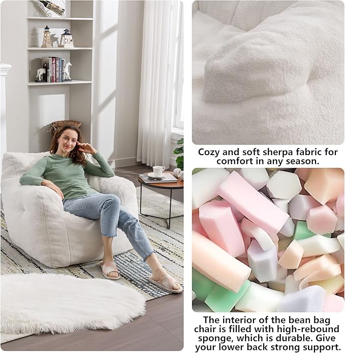 Recaceik Bean Bag Chairs, Tufted Soft Stuffed - Image 7