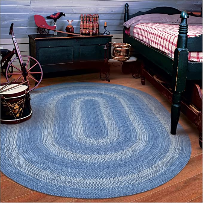 Homespice Denim Jute Blue Braided Rugs 5x8' Oval - Image 10