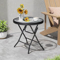 Foldable Side Table with Tempered Glass Top 18" Outdoor Folding Side Tables by PATIOHIT