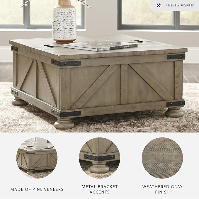 Signature Design by Ashley Aldwin Farmhouse Square Coffee Table - Image 4