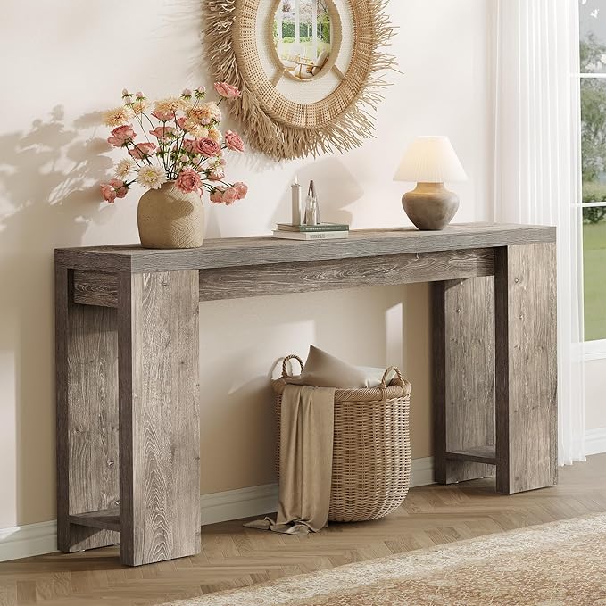 LITTLE TREE 70.9-Inch Long Entryway Table, Farmhouse Sofa Console Table - Image 9