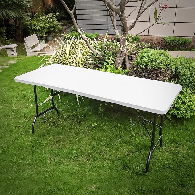Athena Collection 6 ft Square Folding Dining Table, Large Plastic Foldable - Image 2