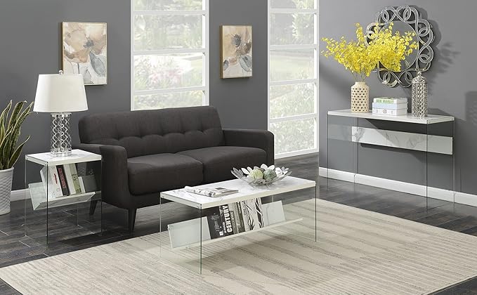 Convenience Concepts SoHo Console Table/Desk, Faux White Marble - Image 5